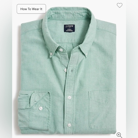 J. Crew Slim Flex Shirt in Rugby Green White - Size S / 14-14.5 - Picture 1 of 6